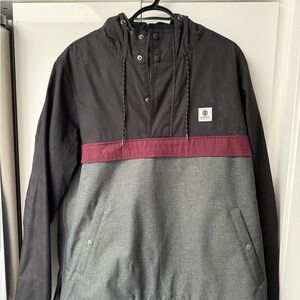 Element Colorblock Hooded Pullover Jacket in Black, Gray & Burgundy